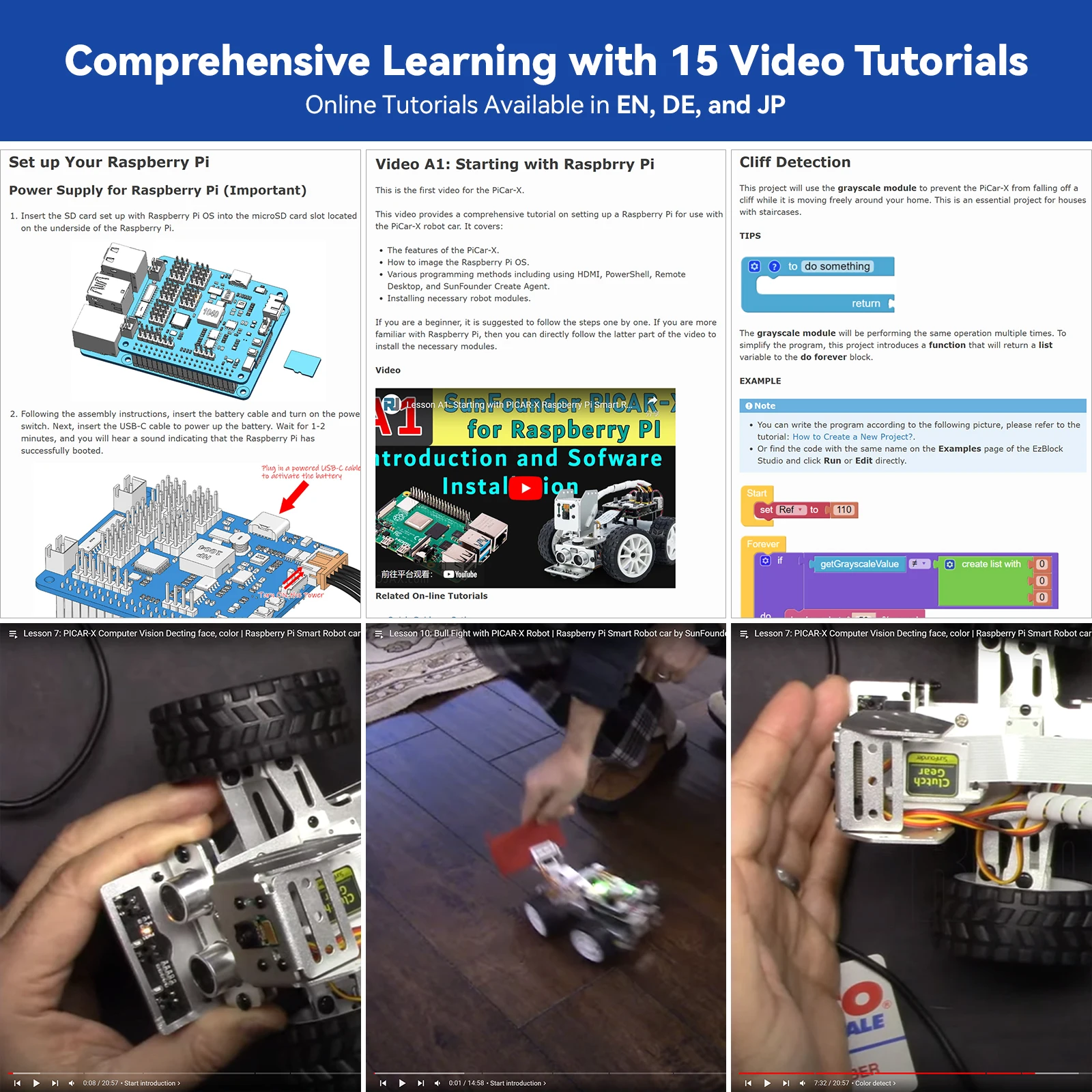 CC SunFounder Raspberry Pi Smart Video Robot Car Kit Python/Blockly (Like Scratch) Rechargeable Batteries Included robot diy kit