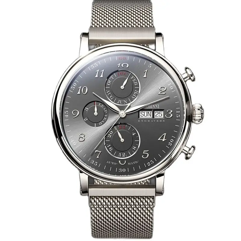 Switzerland LOBINNI Luxury Brand Perpetual Calendar Seagull Automatic Mechanical Sapphire Men\'s Watches Multi-function L13019-3