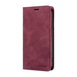 Premium Anti-Theft Leather Wallet Flip Phone Case with Card Holder for Honor Magic7 Lite (Claret)