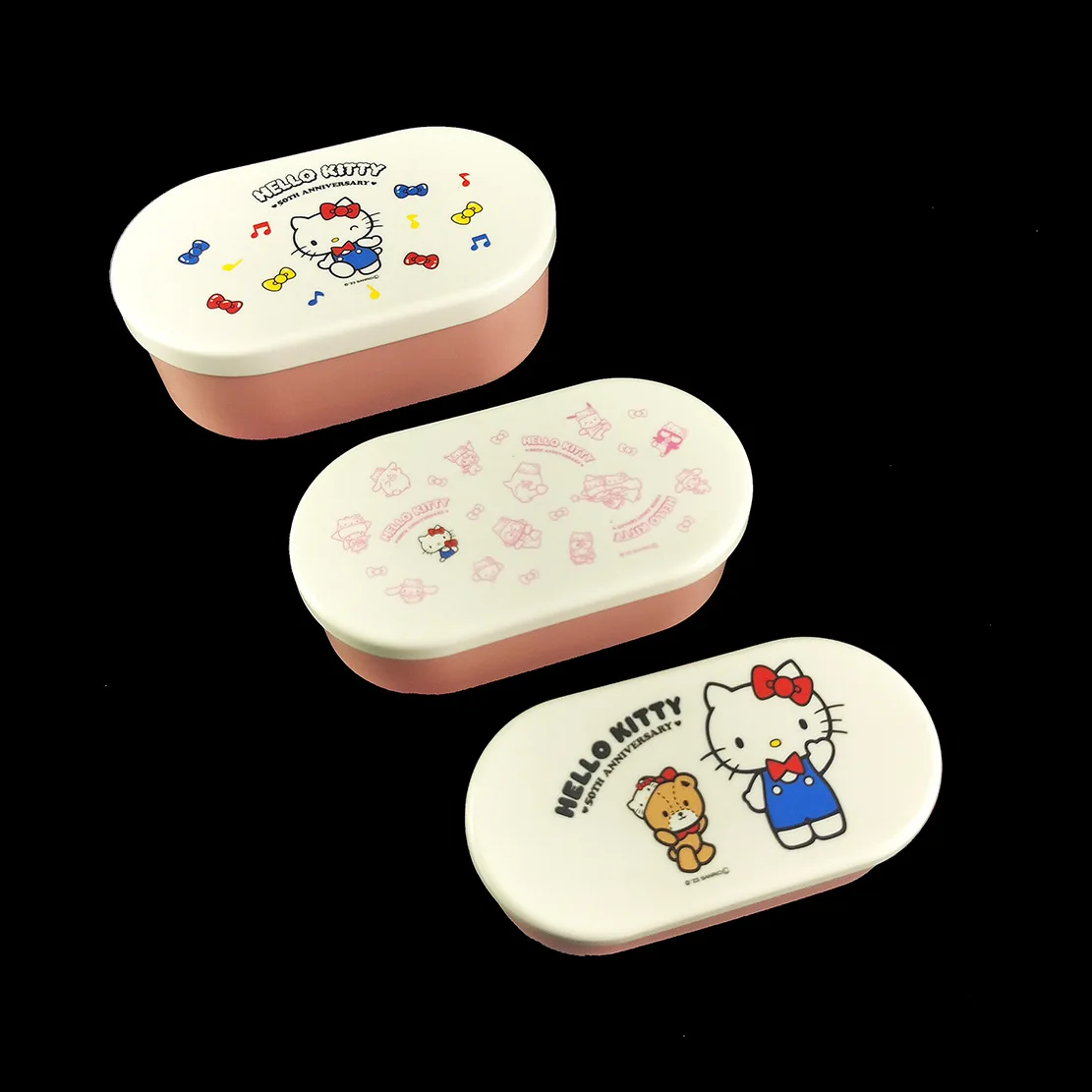 

Sanrios Hellokittys набор из трех предметов бэнто Ланч фрукты коробка для закусок студенческий мультяшный аниме Kawaii PP коробка для хранения из трех предметов подарки