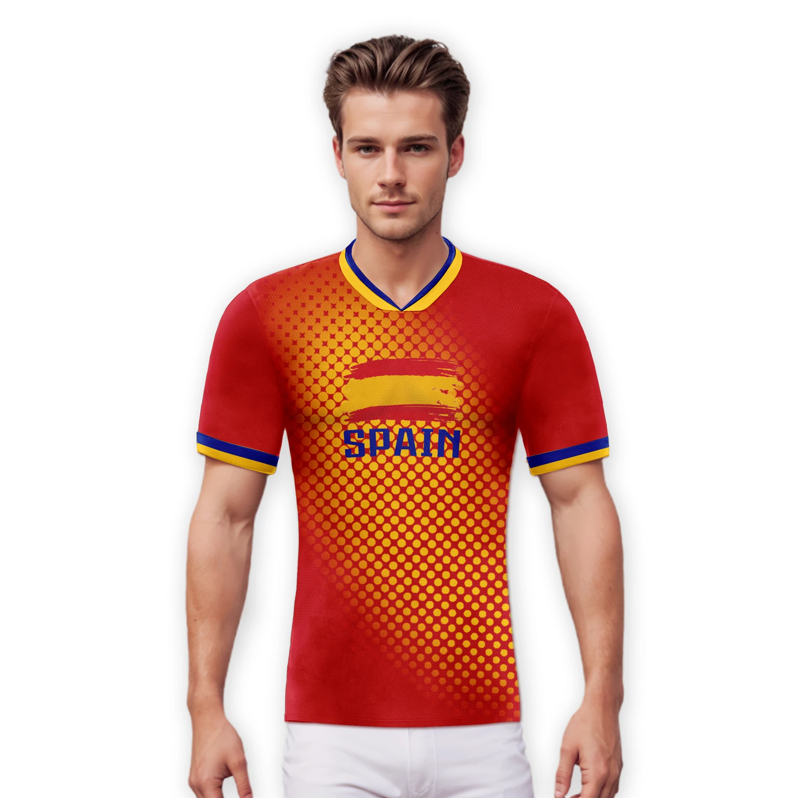 custom spain soccer jersey with print name number personalized football team shirt for men women youth Custom Spain Soccer Jersey with Print Name Number Personalized Football Team Shirt for Men Women Youth 5