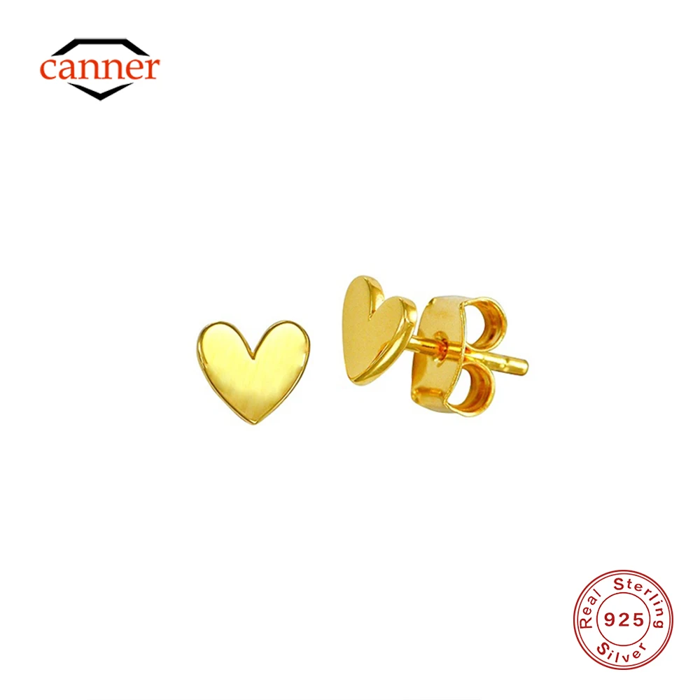 

CANNER 925 Sterling Silver Heart Stud Earrings For Women 18K Gold Engagement Earrings Fine Jewelry Valentine's Day Party Gift