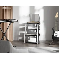 home. Design 4-Tier AV Media Stand Corner Shelf Stand Wooden Corner Shelves Component Cabinet Stereo Rack Audio Tower 2