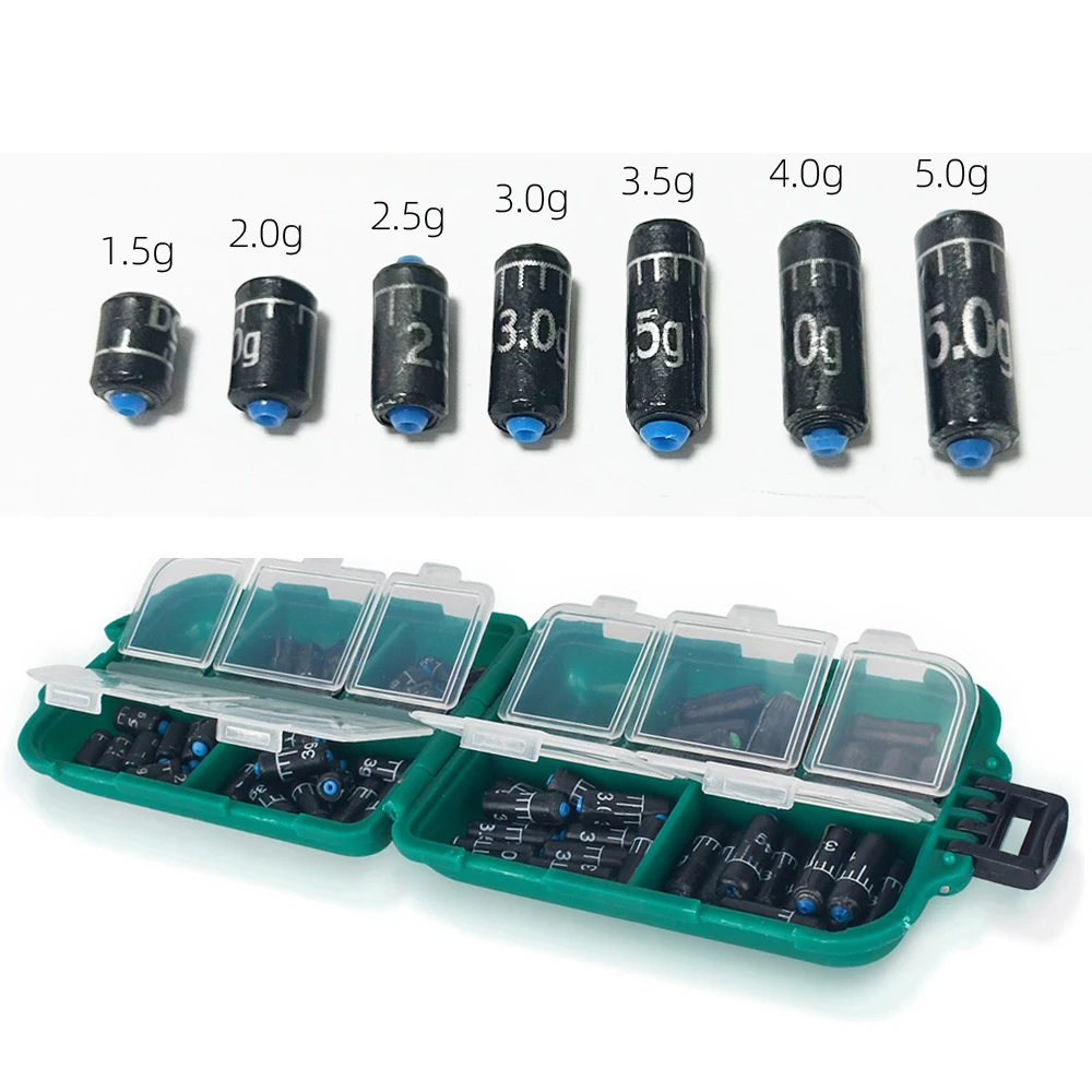 Lead Sinker Fishing Ruler Set - Quick Replace Weight Sinkers (1.5g-5.0g) - 25-130 pcs/box