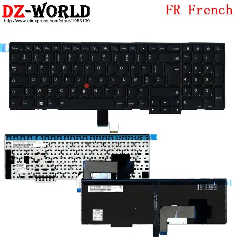 Teclado Retroiluminado Francês Azerty fr Apto para Lenovo Thinkpad P50s T560 W540 T540p W541 T550 W550s L540 L570 E531 E540 Laptop