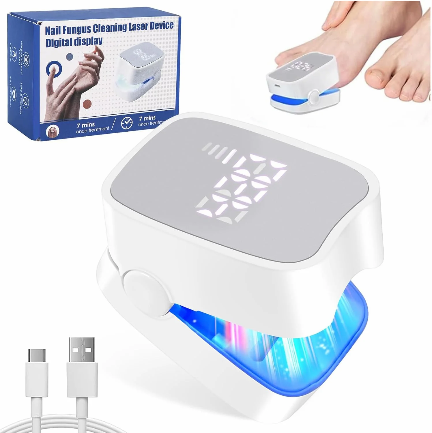 Nail Fungus Laser Device 470nm950nm wavelength with Time Display Home Anti Fungal for Finger/Toenails nail fungus remover,personal health care