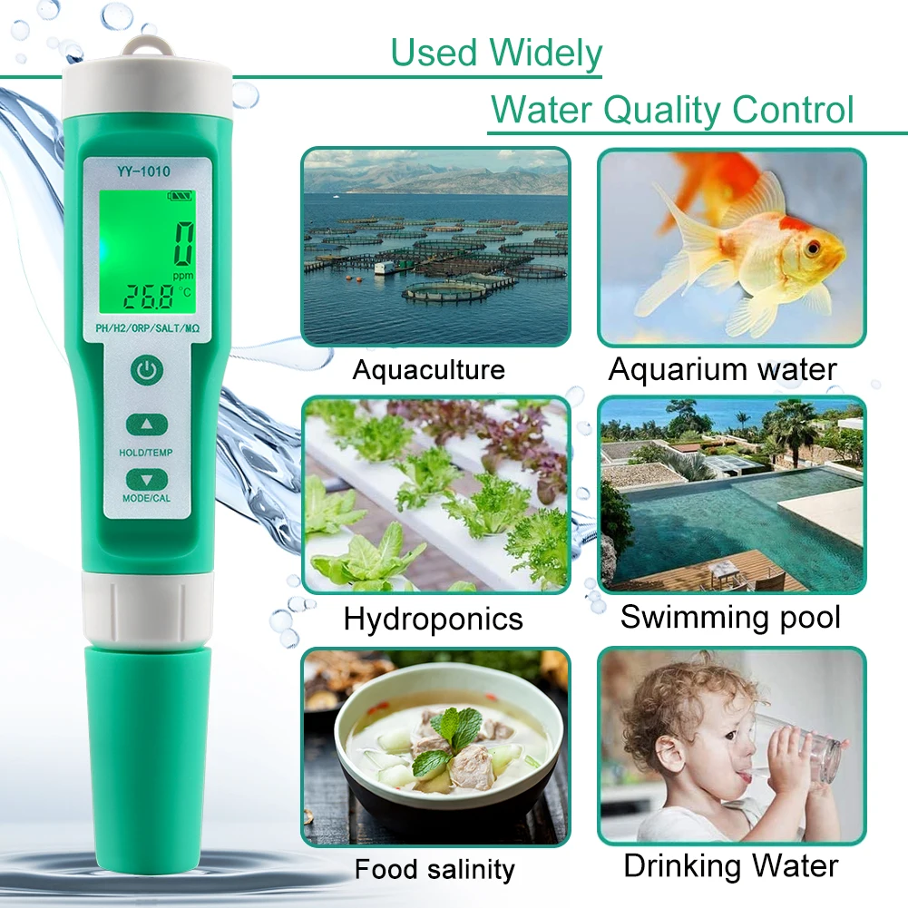 PH Meter Tds Tester Digital ORP EC Salinity H2 S.G Spa Aquarium Water Test Tool Solution Fertilizer Resistivity Test Instruments 6