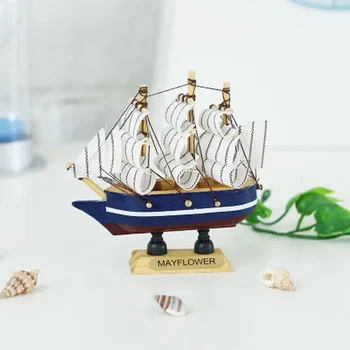 Reteo Mediterranean Style Boat Ship Wood Crafts Party Home Room Decoration Ornaments 1