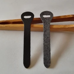 Set of 10 Chic Faux Leather Long Strip Zipper Pullers (Black)