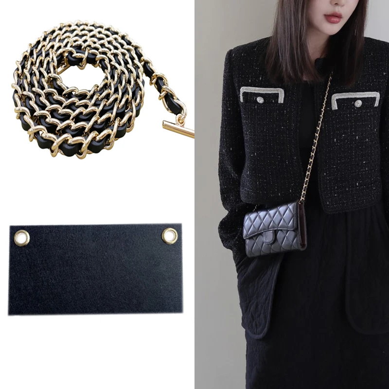 

Conversion Kit Real Cowhide Leather Chain+Insert Change Your Tri-fold Long Wallet To A Small Crossbody Purse