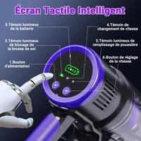 Aspirateur balai sans fil Blossom DSV112A 50000Pa 550W, tube pliable à 180°, écran tactile, autonomie 55 min, brosse anti-emmêlement, filtration HEPA, éclairage LED, aspirateur pour poils d’animaux sols durs tapis 6