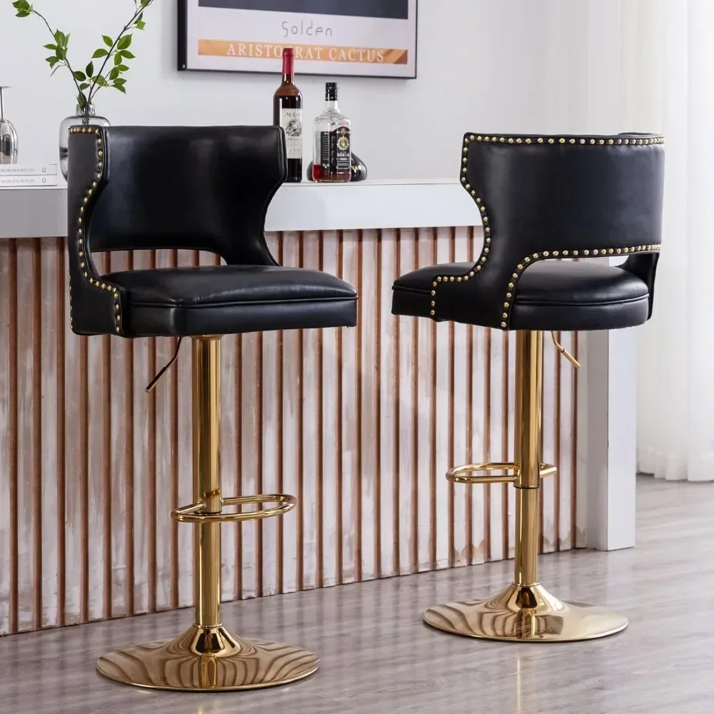 Swivel Bar Stools Set of 4, Adjustable Height Counter Stools Modern Velvet Barstool with Open Back/Footrest, Bar