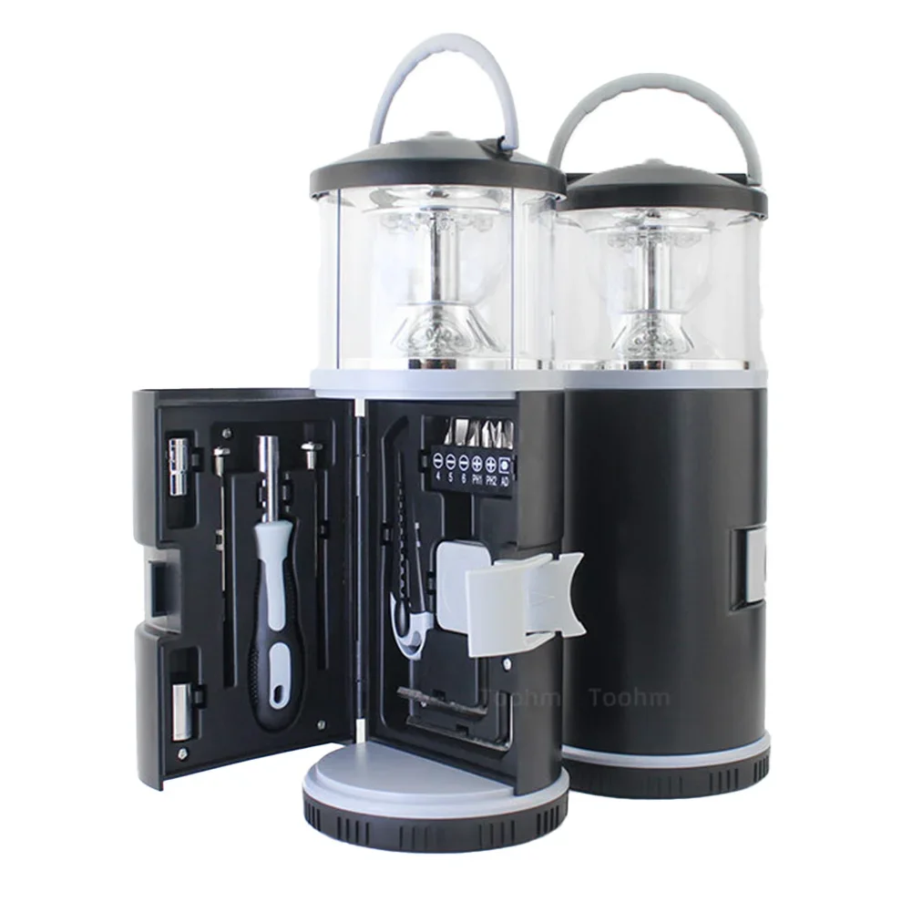 Household Emergency Repair Hardware Tools Outdoor Camping Multifunctional  Lamp With Toolbox Portable LED Work Light