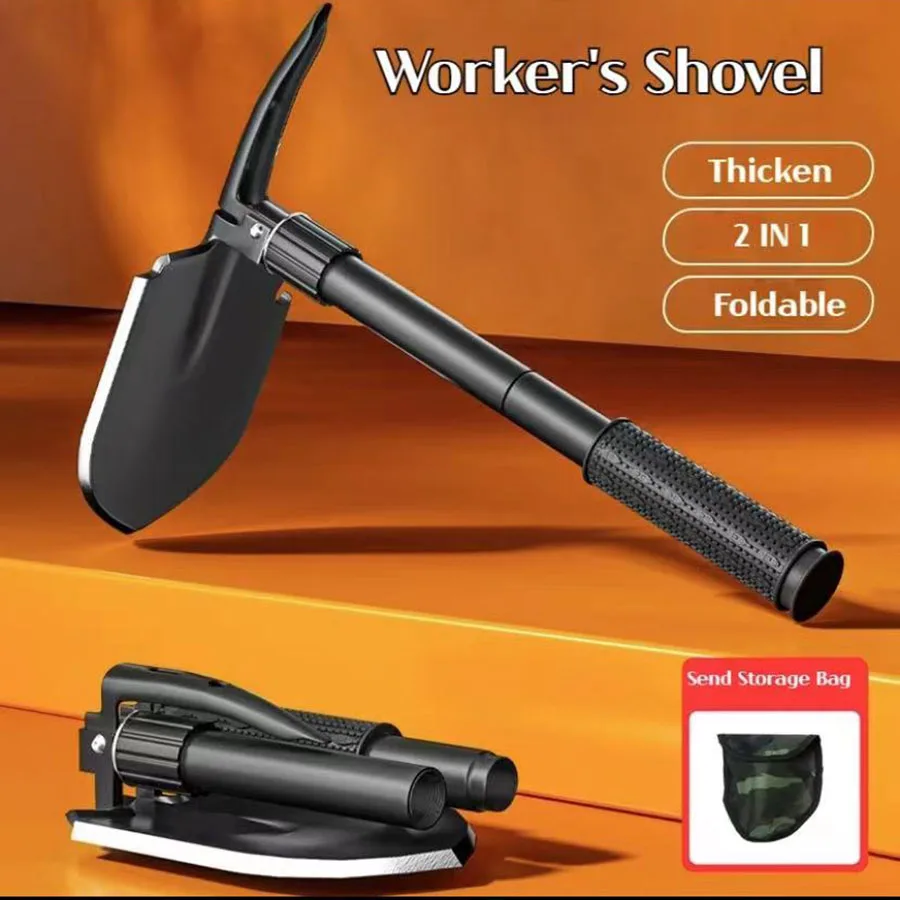 Multifunctional garden shovel for camping, suitable for camping/fishing/wild survival, etc. Shovel. Pickaxe and hoe three-in-one 2