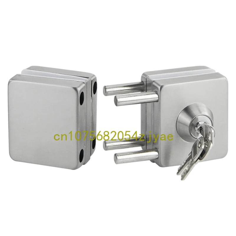 

Solid titanium glass door lock non-punch holeless frameless single double door square central lock universal type latch lock