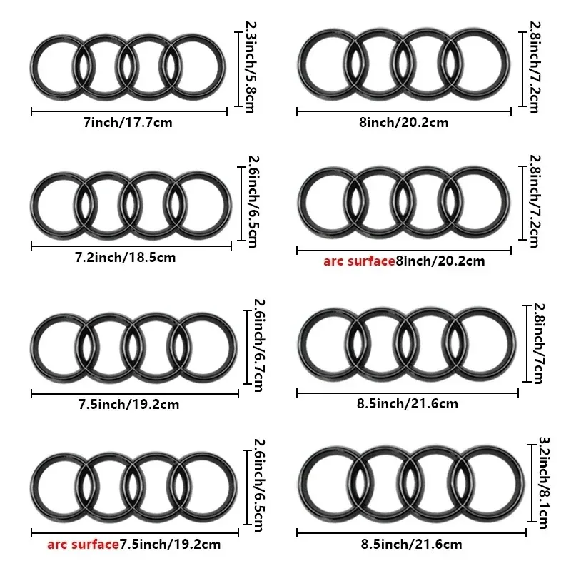 Sleek ABS Car Hood and Rear Logo Emblem - 4 Rings Design