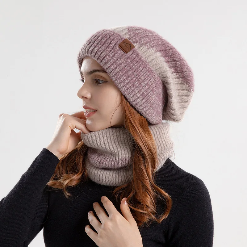 

Warm Winter Hats Women Thick Beanies Scarf Hat Set Plush Earflap Caps Female Outdoor Neck Warm Snow Ski Cap Thermal Hedging Cap