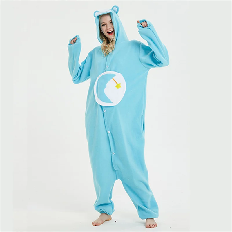 Flannel Anime Cartoon Fluffy Pajamas One Piece Pajamas Homewear Unisex Nightgowns Long Sleeve Onesies Thicken Kigurumi Adult