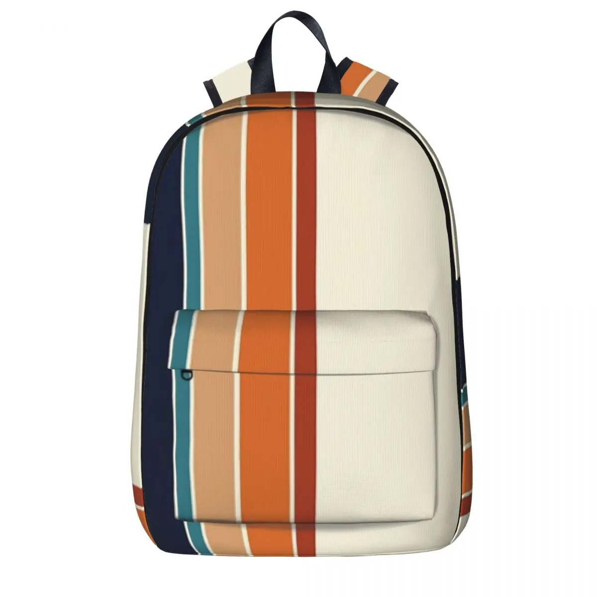 

Retro Vertical Stripes Orange Rust Blue Backpack Book bag Shoulder Bag Laptop Rucksack Casual Travel Rucksack Children SchoolBag