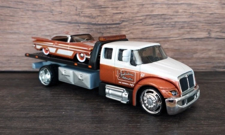 

1:64 Scale Alloy DieCast Car Model Trailer Model Impala Flatbed Truck Transporter Alloy Car Model Kids Toys Free Shipping