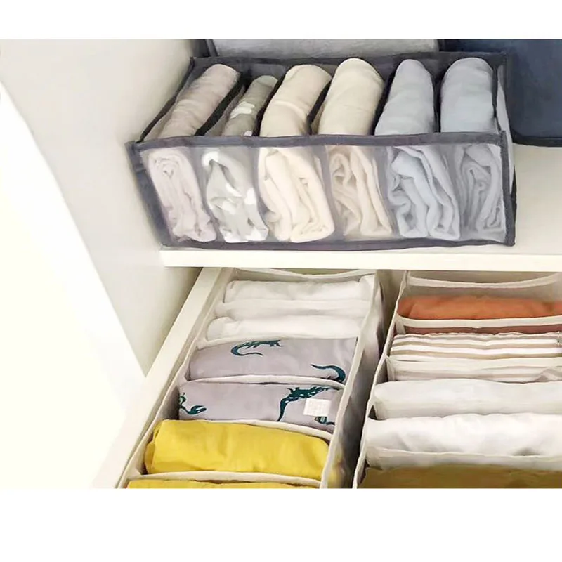 Description Picture 3 of itemhome Clothes Jeans storage boxes mesh net bag Closet Organizer Foldable Underwear baby cloth sock Pants Dividers Drawer Wardrobe
