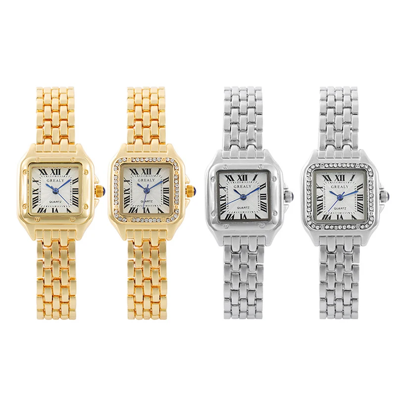 

Luxury Watches Fashion Roman Diamond-set Waterproof Women Watch Business Stainless Steel No Fading Gold Strap Gift Clock