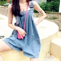 New Harem Jumpsuit Spaghetti Camis Pockets Denim Summer Shorts Loose Wide Leg Overall Jumpsuit Playsuits Pocket Bodysuits Women - Image 2