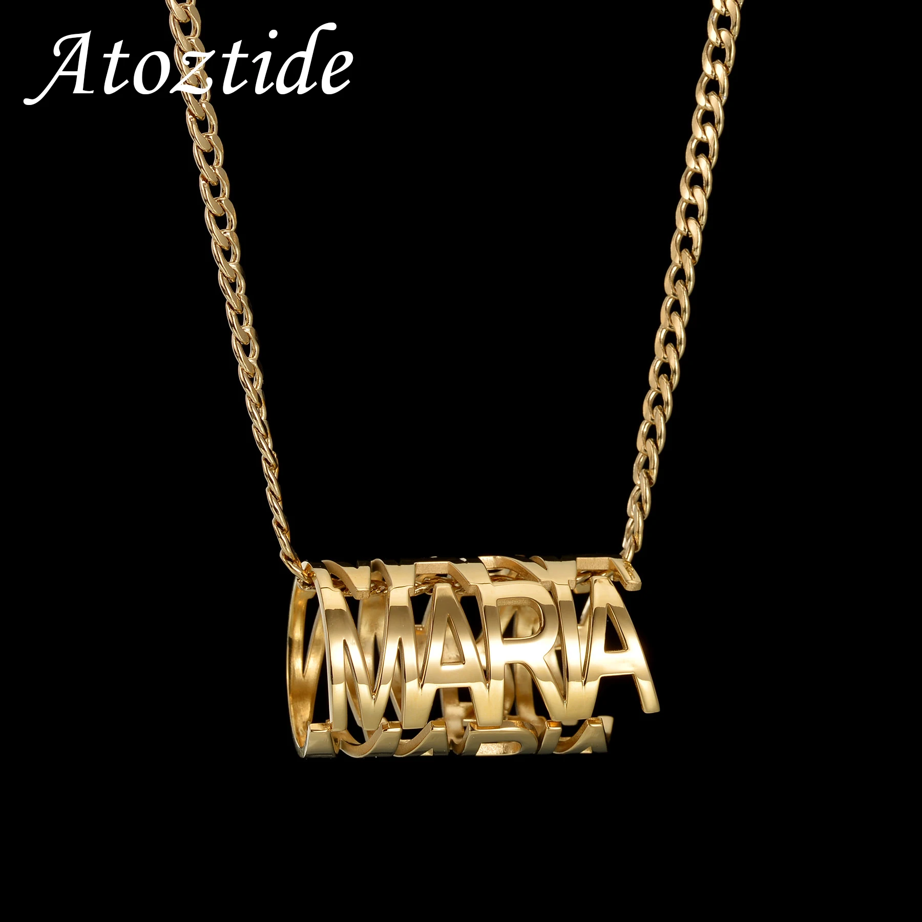 AtoztidePersonalizedCustomNameRoundWeldNecklacesfor