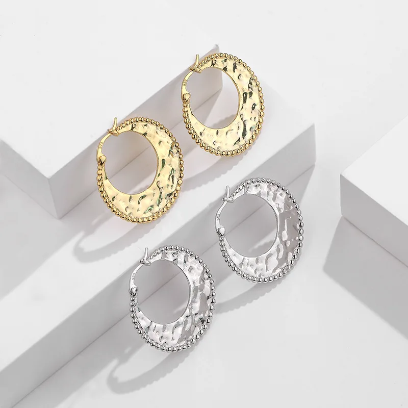 Irregular Texture Earring for Women 925 Sterling Silver Classic Ear Pendants