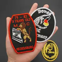 Germany Biker Club Patches Regensburg Bones MC Embroidered with Hook Backing Leather Vest Decoration Accessories Appliques 3