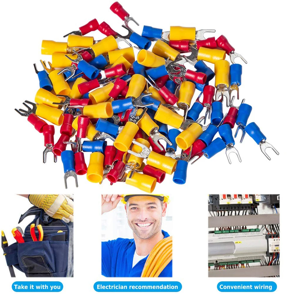 SV1.25-4 - CONFEZIONE 100 PEZZI CAPICORDA TERMINALE A FORCELLA A CRIMPARE PER CAVI DA 0.5 Mm² A 1.5 Mm² ISOLATO M4 - Foto 7