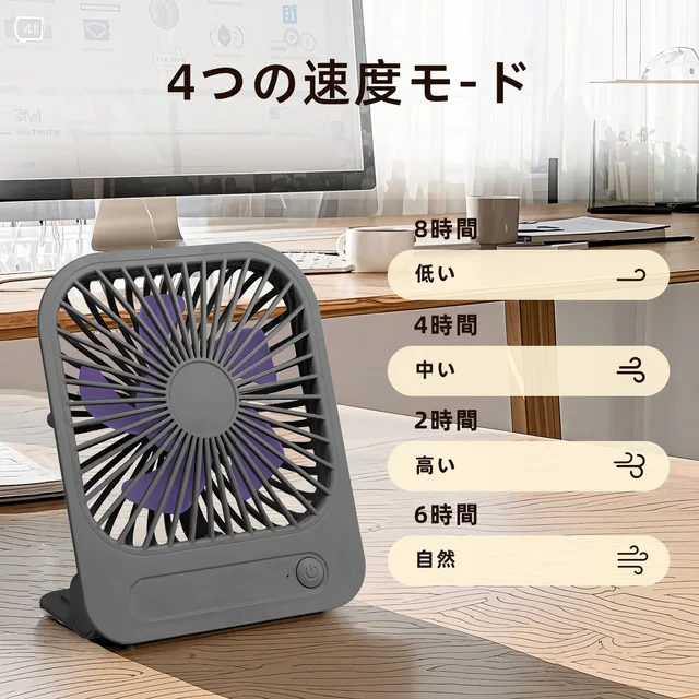 Eary Ventilatore da parete ultrasottile magnetico Ventilatore da tavolo ricaricabile USB portatile da 1200 mAh con base magnetica potente 4 velocità del vento regolabili 3
