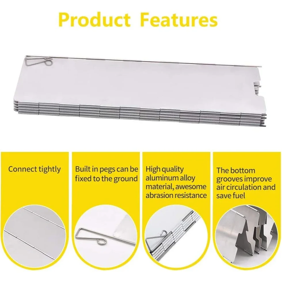 Portable Aluminum Stove Windscreen with Drawstring Bag