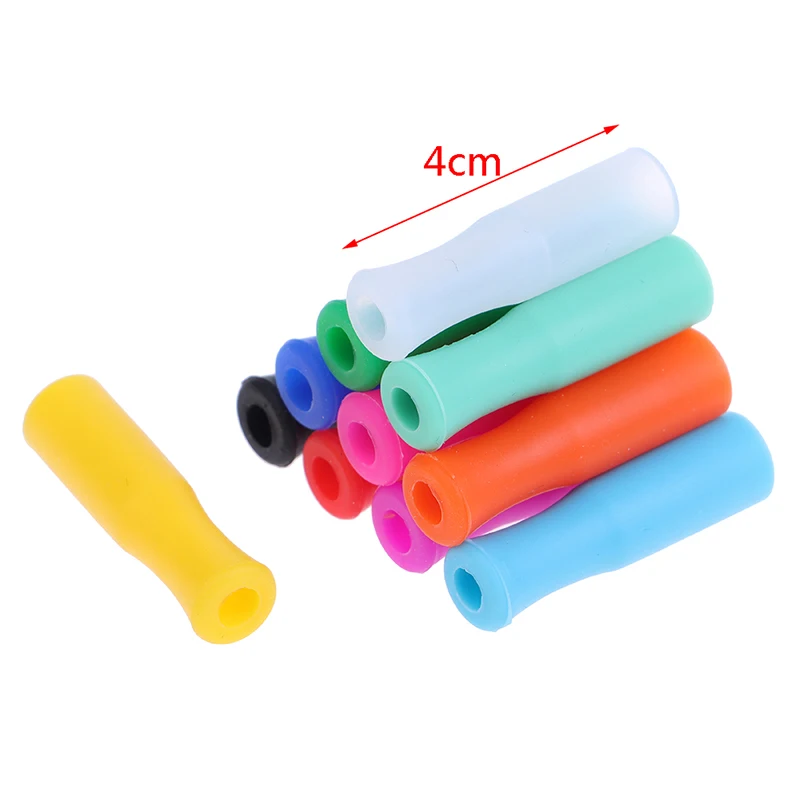 6/10Pc Cap Anti-scald Teeth Protector Bar Reusable Stainless Steel Straw Food Grade Accessories Silicone Tip 6mm Silicone Nozzle