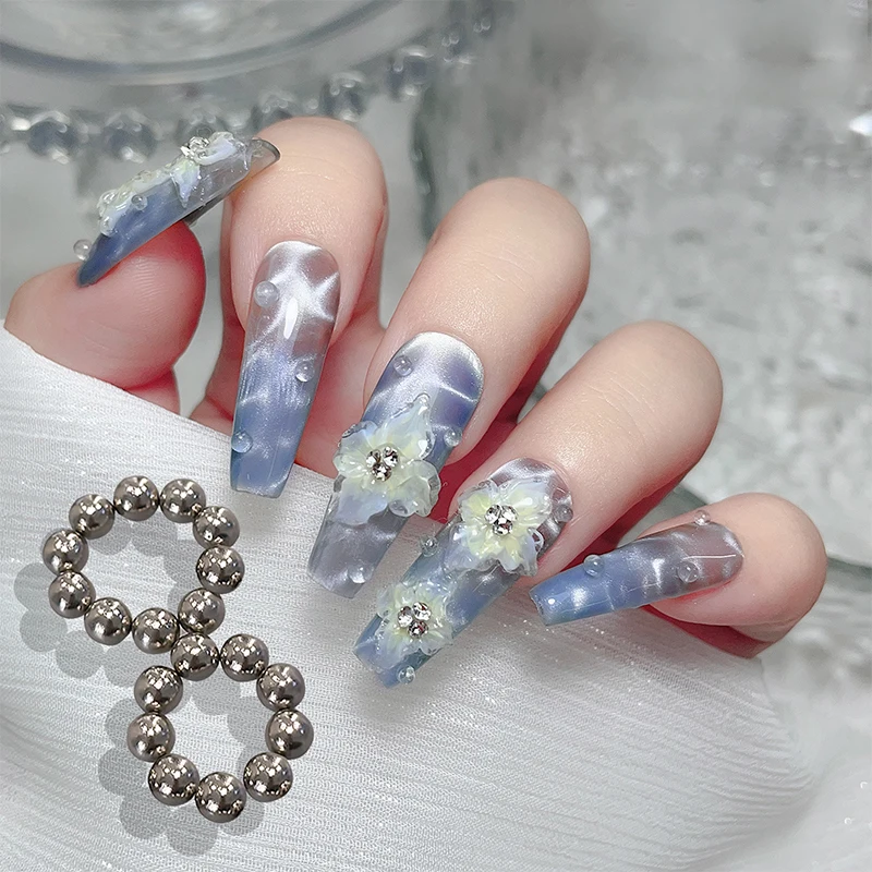 Nail Art Round Magnet Beads Ice Flower Cat's Eye Strong Magnet Nail Art DIY Tool