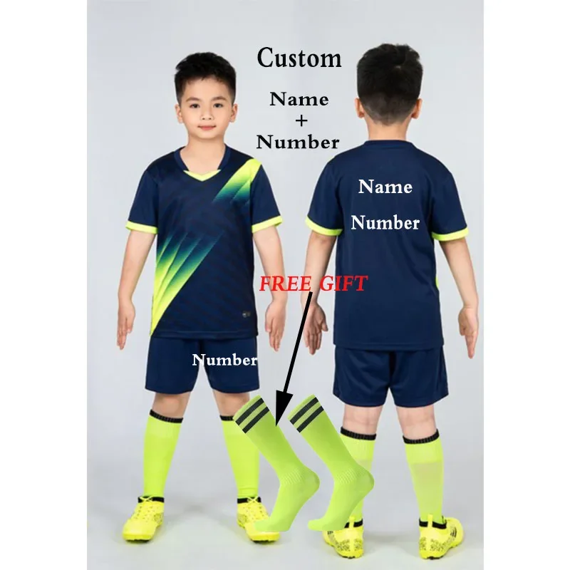 thumbnail image 1 of Camiseta de fútbol para niños personalizada, conjunto de camiseta de fútbol para niño, uniforme de fútbol de poliéster, uniforme de fútbol transpirable para niños, 1 of 5