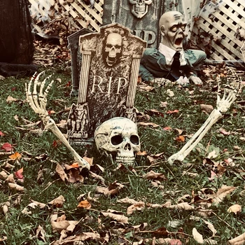 Realistic Skeleton Stakes for Halloween Decorations - Scary Skull and Skeleton Hand Bones for Yard, Lawn, Garden, Graveyard, and Home Decor