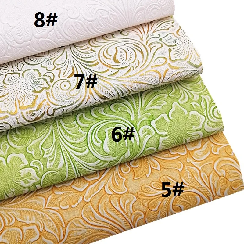 Sunflowers Embossed Vintage Synthetic Leather Fabric Sheets Faux Leather For Bags Shoes Bows DIY Craft Sheets Mini Rolls W017