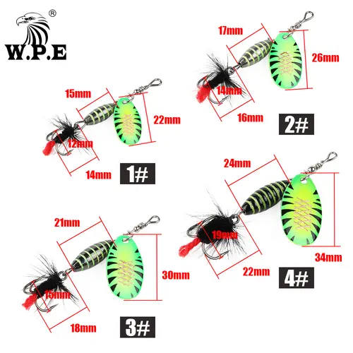 W.P.E 1pcs Spinner Lure 3.7g/5.3g/8.2g/10.5g Bait Metal Brass Spoon Hard Lure Feather Treble Hook Fake Lure Fishing Tackle Pesca - Image 3