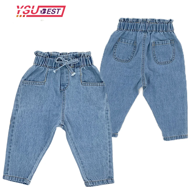 

Spring Autumn Girls Jeans New Jeans Baby Girl Clothes Baby Clothes High Waist Solid Color Out Jeans Children's Clothing Trousers