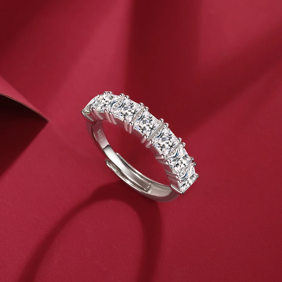 LECLAT GRA 4x4 Main Stone Moissanite Wedding Ring for Women Plated Engagement 925 Sterling Silver Diamond Band Fine Jewlery