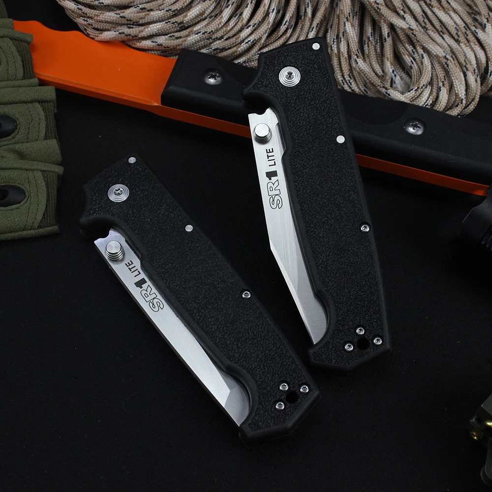 New Cold SR1 Lite Folding Knife 8Cr14MoV Steel Blade EDC Military Ttactical Survival Hunting Utility Pocket Knives for Men Knife 6
