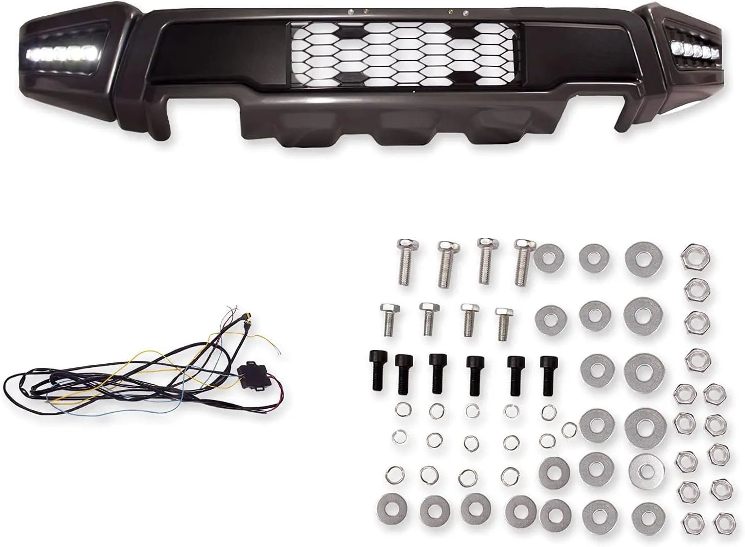 high quality car front bumper abs plastic Raptor Type Front Bumper Gray Bumpers With LED Fog Light Kit for F150 2009-custom