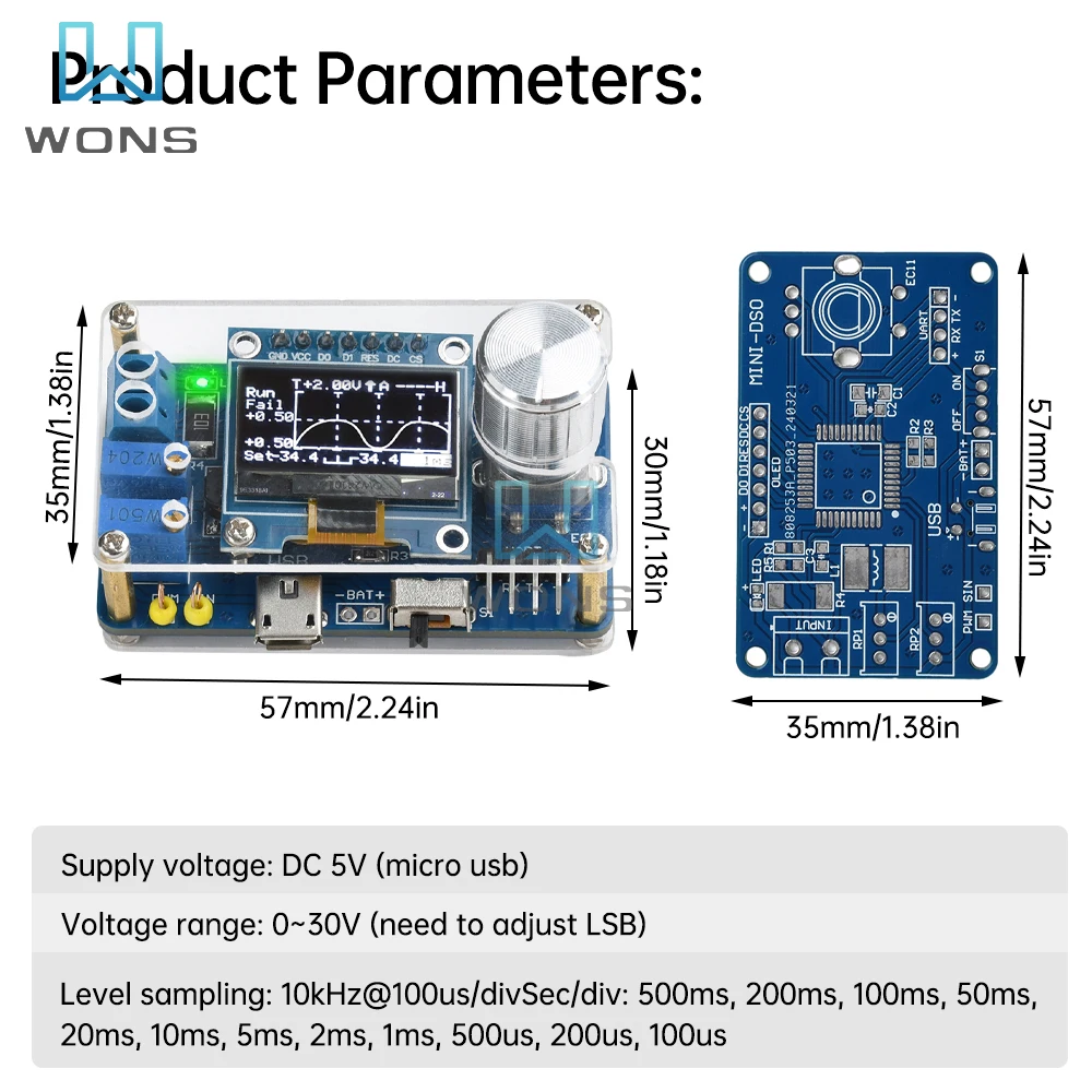 DIY 5V 0.96 inch DOS Mini Digital Oscilloscope Kit STC Microcontroller Electronic Soldering Practice Loose Parts digital oscilloscope