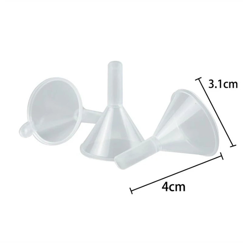 20PCS 미니 플라스틱 깔때기 작은 입구 액체 오일 깔때기 39x31mm 실험실 용품 도구 학교 실험 용품