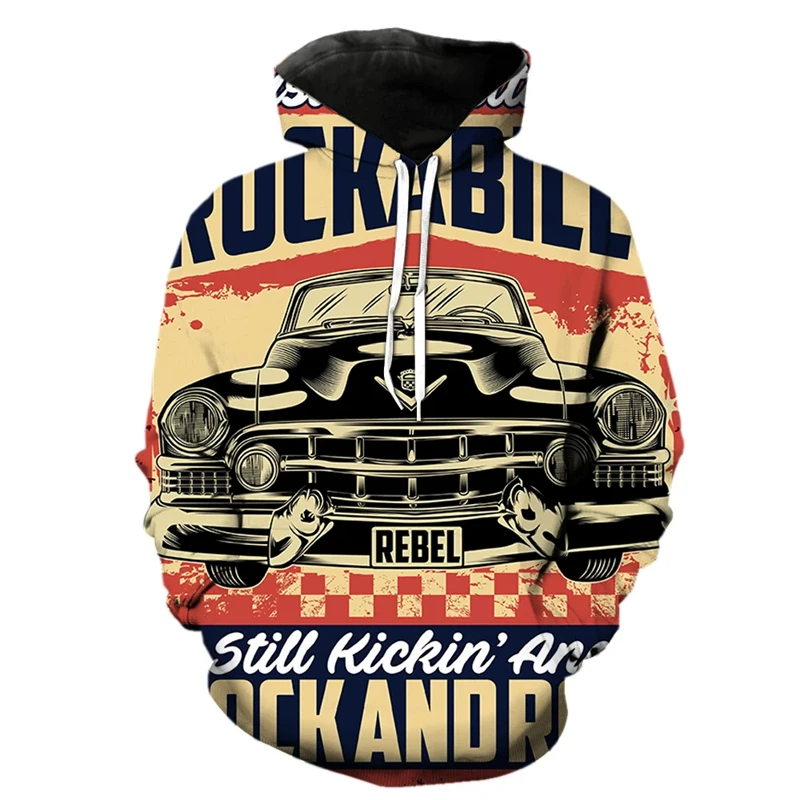 

Vintage Cartoon Car Men's Hoodies Spring Casual Unisex Cool Funny 2024 Hot Sale Tops 3D Printed Teens With Hoody Sweatshirt