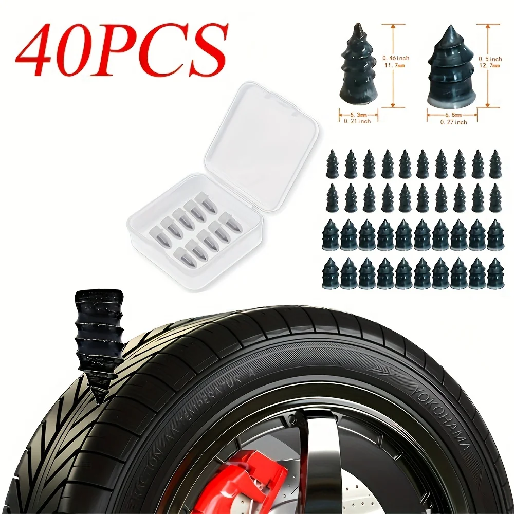 

40pcs Tire Repair Rubber Nails Self-Service Tire Repair Rubber Screws for Car Motorcycle Tire Puncture Repair Tool
