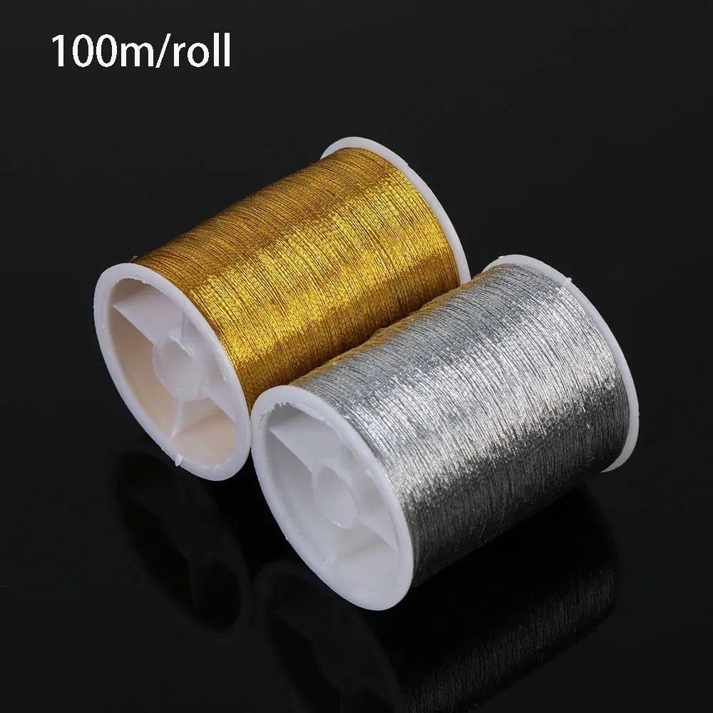 

100M Gold/Silver Embroidery Thread Durable Overlocking Sewing Machine Threads Cross Stitch Strong Thread Handmade Sewing Materia