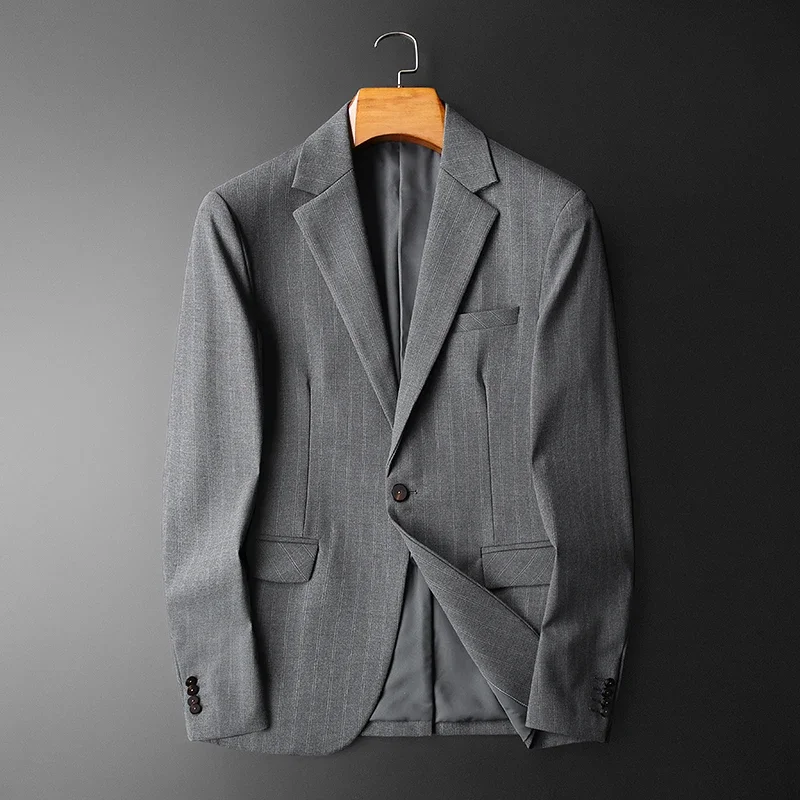 

2024 Spring and Autumn New High Quality Fashion Handsome Trend Vertical Bar Suit Men's Casual Suit Four Seasons Coat M-4XL