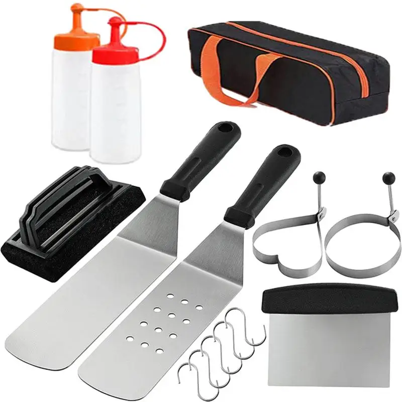 

Grill Accessories Set Grill Spatula Set Extra Thick Steel Spatula Complete Outdoor Griddle Accessories In Portable Bag Outdoor